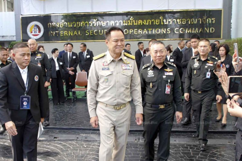 นายอนุทิน ชาญวีรกูล นายกรัฐมนตรี และเจ้าหน้าที่ระดับสูงเข้าร่วมงานวันครบรอบ 18 ปี กองอำนวยการรักษาความมั่นคงภายในราชอาณาจักรในเดือนกุมภาพันธ์ ภาพ: ภัทรพงษ์ ฉัตรภัทรศิลป์