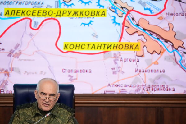 พลเอก Sergei Rudskoy รองเสนาธิการทหารสูงสุดของกองทัพรัสเซีย แถลงข่าวในกรุงมอสโก เมื่อวันเสาร์ที่ 4 กรกฎาคม 2026