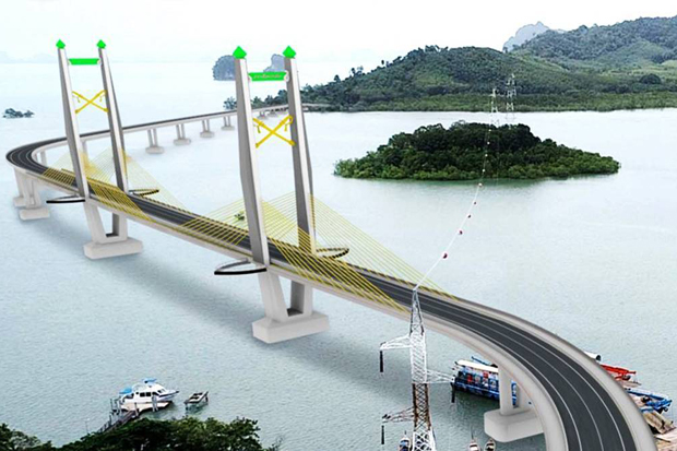 ภาพจำลองสะพานจากอำเภอเหนือคลอง จังหวัดกระบี่ ไปยังเกาะลันตา