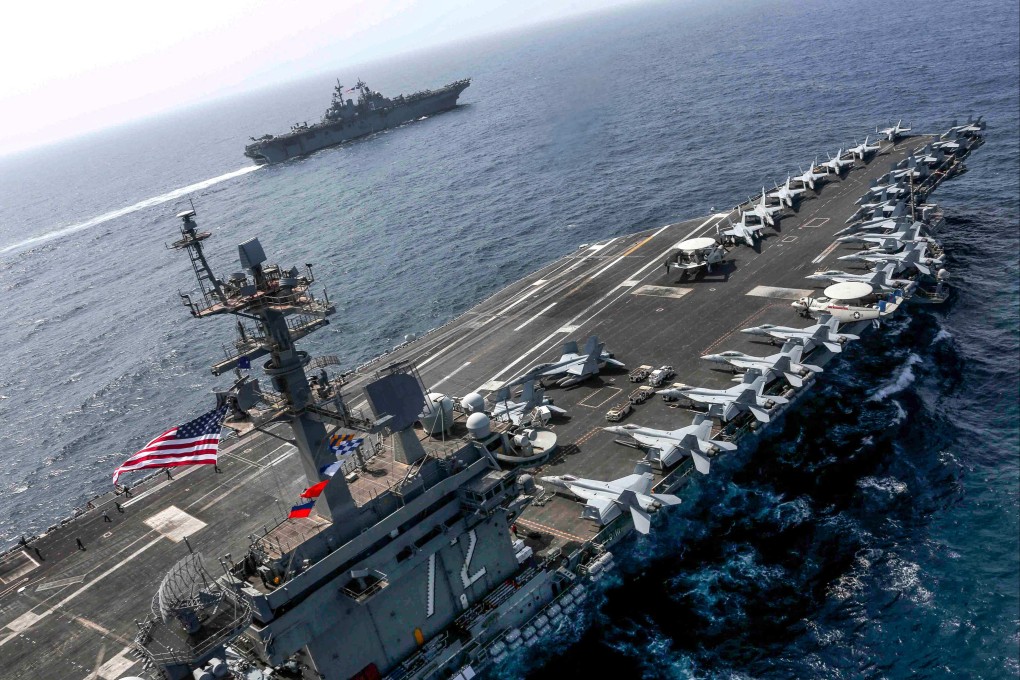 เรือบรรทุกเครื่องบิน USS อับราฮัม ลินคอล์น ขณะปฏิบัติการในทะเลอาหรับ ภาพเผยแพร่เมื่อเดือนพฤษภาคม 2019