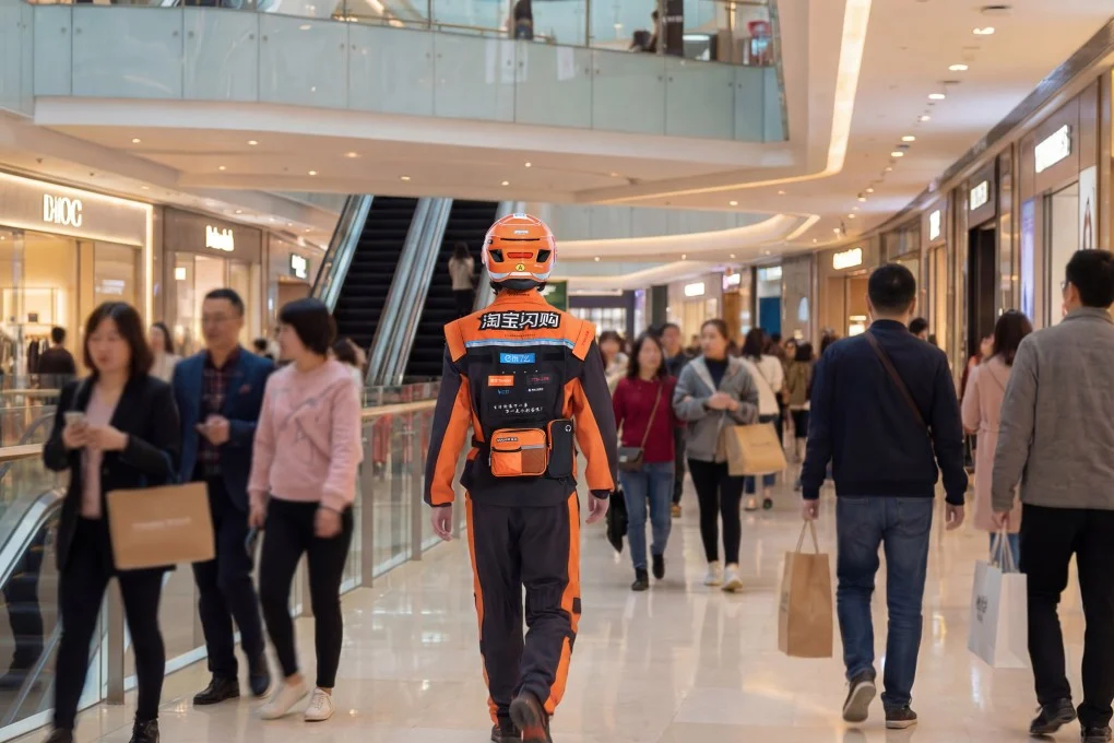 บุคคลสวมใส่ชุด “city rider suit” ที่สร้างสรรค์โดยเถาเป่า