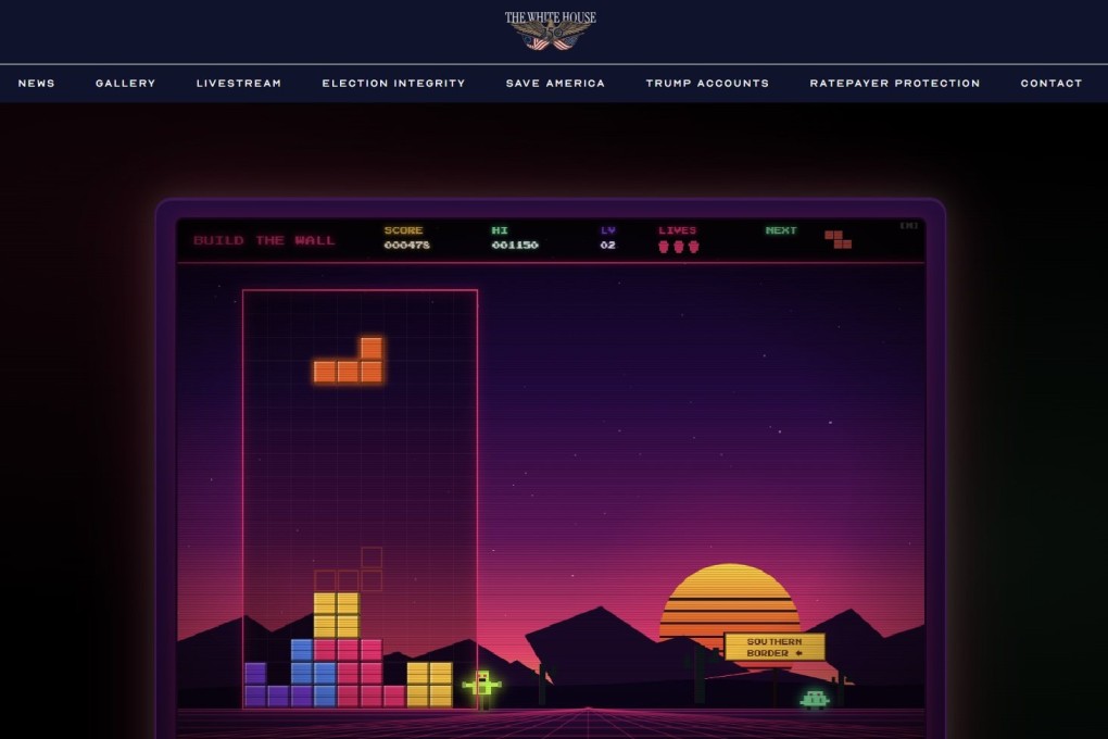 ภาพหน้าจอเกม “Build the Wall” บนเว็บไซต์ทำเนียบขาว ซึ่งไม่สามารถเข้าถึงได้แล้วเมื่อวันอังคารที่ผ่านมา ภาพ: whitehouse.gov