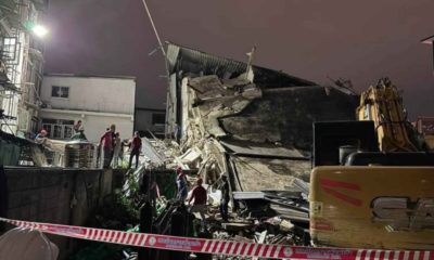 อาคารถล่มระหว่างรื้อถอนในกรุงเทพฯ สร้างรถไฟฟ้าสายสีส้ม